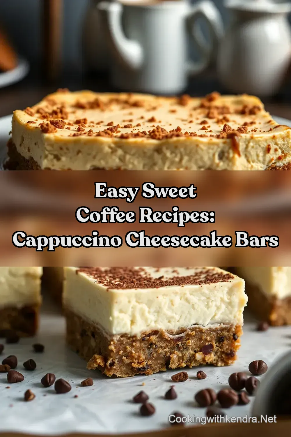 Easy Sweet Coffee Recipes: Cappuccino Cheesecake Bars : PIN FOR LATER Easy Sweet Coffee Recipes: Cappuccino Cheesecake Bars