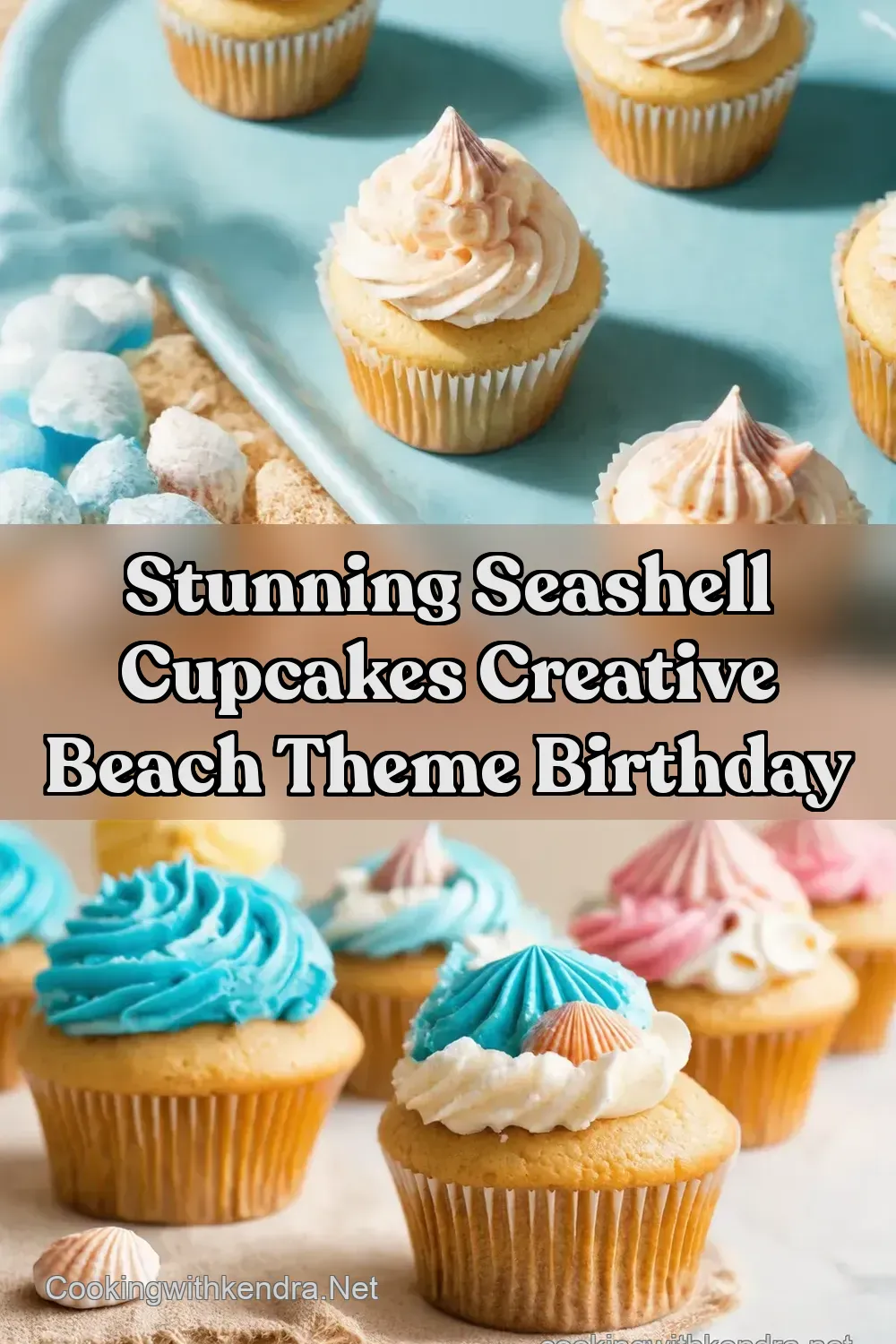 BeachThemed Cupcakes Seashell Shores Summer Fun - Cooking…