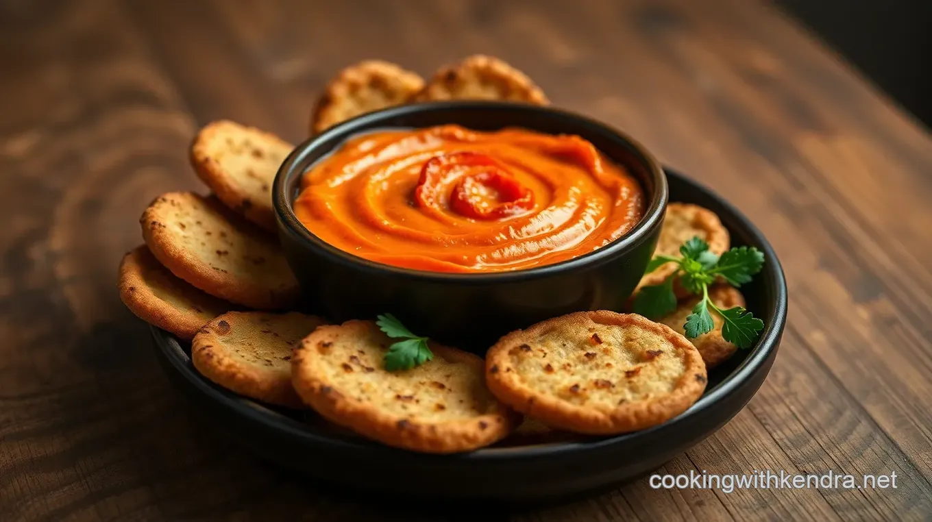 Roasted Red Pepper Dip with Pesto Dippers