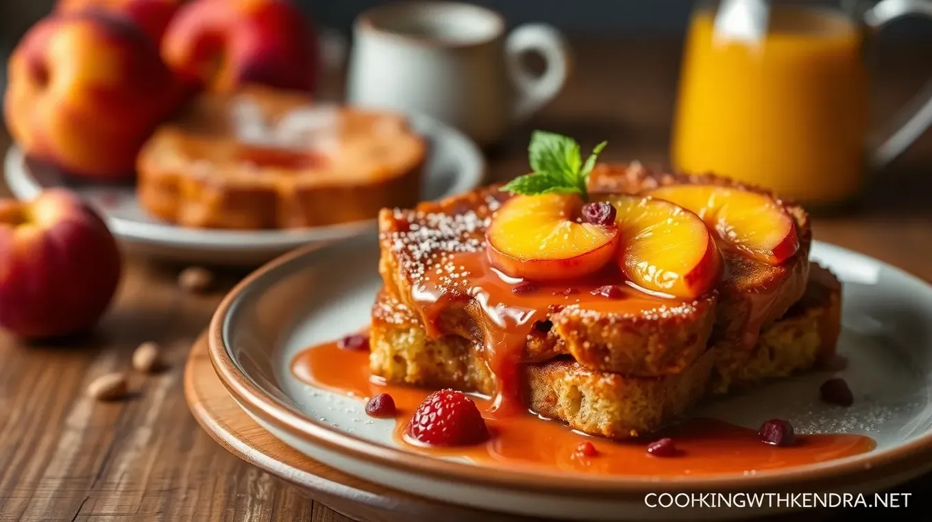 Decadent Peach Melba French Toast