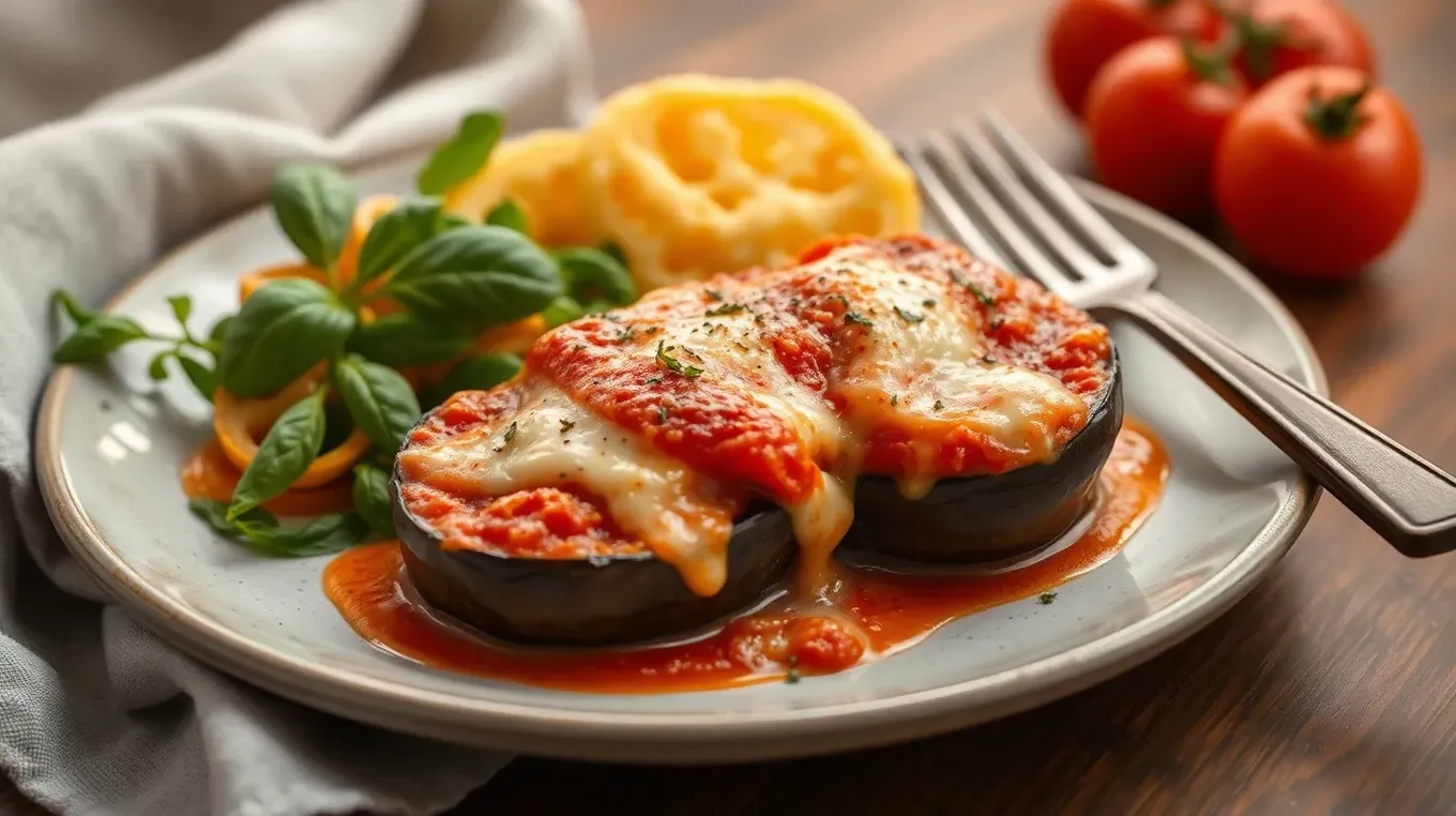 Crispy Fried Eggplant Parmesan with Cheese Layers