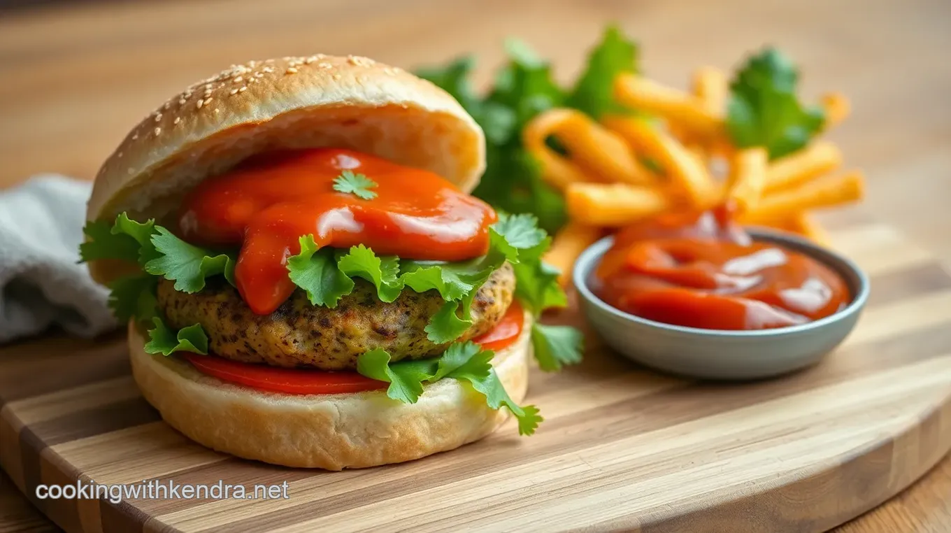 Delicious Veggie Burger with Spicy Ketchup