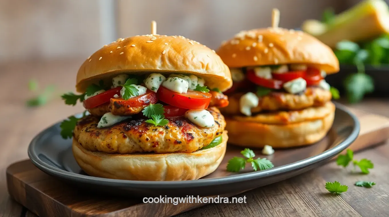 Garden Chicken Burgers with Gorgonzola Salsa