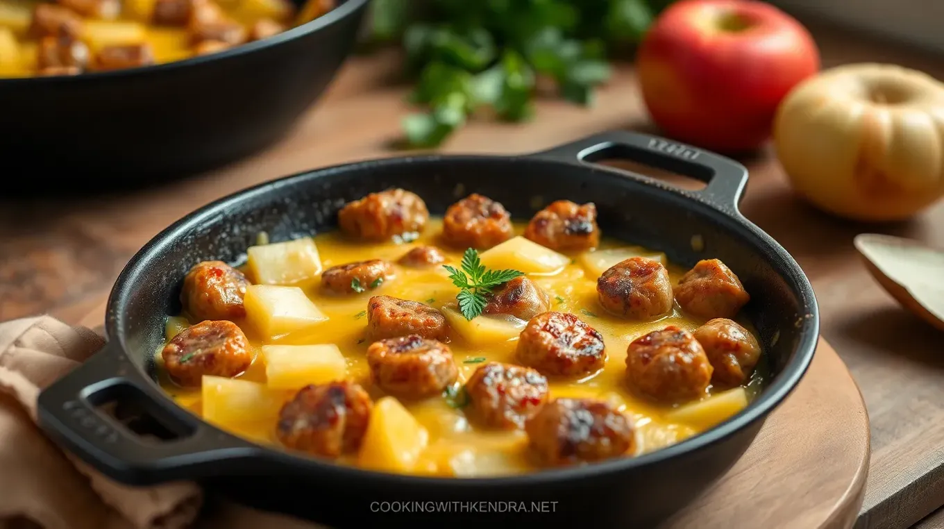 Sausage, Apple & Cheddar Skillet Delight