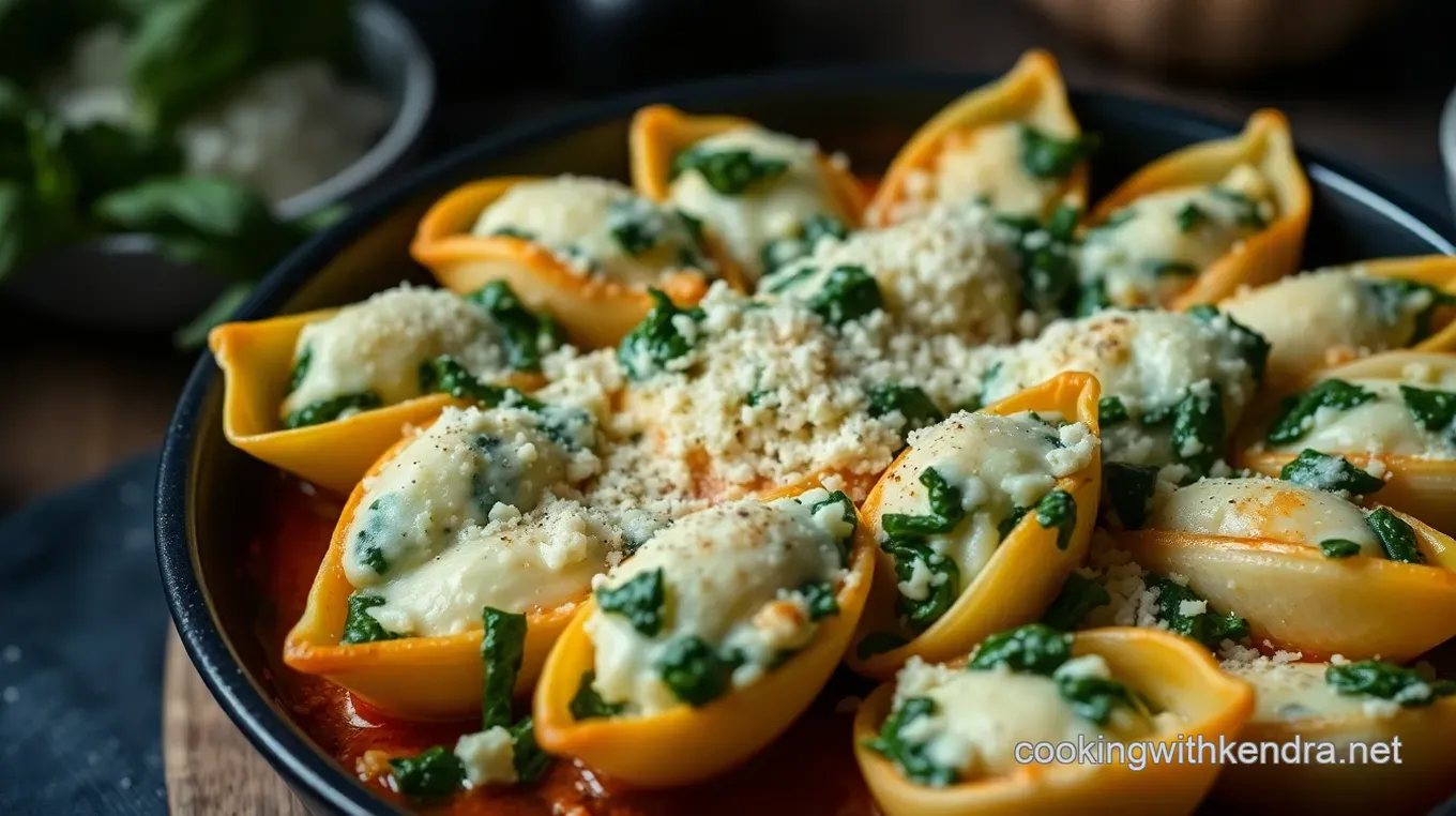 Easy Savory Spinach and Low Fat Ricotta Cheese Stuffed Shells Savory Spinach and Low Fat Ricotta Cheese Stuffed Shells