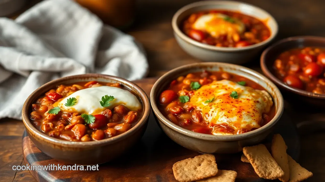 Three Bean Chili with Texas Tomato Melts