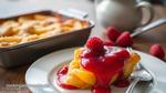 Bake Peach Cobbler with Raspberry Sauce