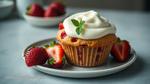 Muffin Recipe with Strawberries & Creamy Topping