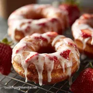 Baked Strawberry Doughnuts Light Tender Cake Donuts with Glaze