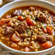 Hearty Beef Barley Soup with Root Vegetables