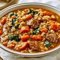 Beef Barley Soup with Spinach for 8