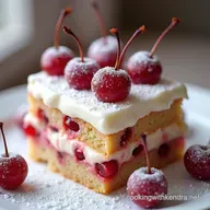 Elegant Cherries in the Snow Dessert Recipe Almond Gateau