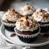 Chocolate Cupcakes with Coconut Frosting Almonds Decadent Recipe