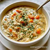 Crockpot Creamy Chicken Rice Soup for 8