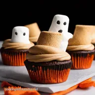 Spooktacular Ghostly Smores Cupcakes with Marshmallow Ghosts