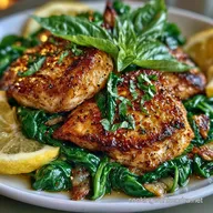 Lemon Spinach Basil Chicken in 30 Minutes