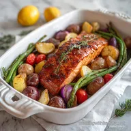 Maple Baked Salmon With Potatoes Veggies: One-Pan Crispy