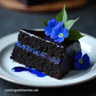 Midnight Bloom Cake Sophisticated Black Cake with Royal Blue