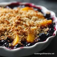 Peach Blueberry Crumble Golden Oat Streusel Easy Summer Dessert