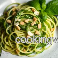 Fresh & Easy Raw Vegan Zucchini Noodles with Avocado Basil Pesto
