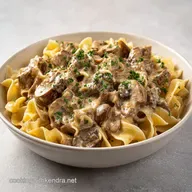 Slow Cooker Beef Stroganoff for 6 Servings