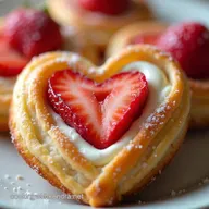 Flaky HeartShaped Strawberry Cream Cheese Breakfast Pastries