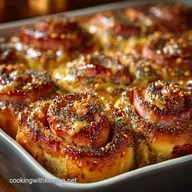 Ultimate Hot Ham and Cheese Party Rolls with Poppy Seed Glaze