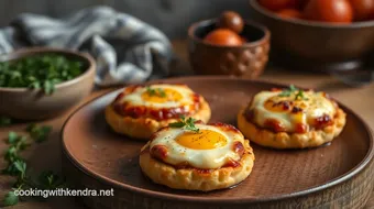 Broiled Sausage Egg Pizzettes in 15 Minutes