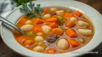 Comforting Beef Bouillon Soup with Savory Flavors and Fresh Veggies recipe card