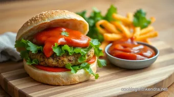 Cook Veggie Burger with Spicy Ketchup