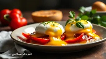 Poached Eggs Benedict with Bell Peppers