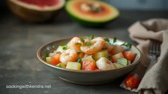 Cooked Shrimp Melon Salad Refreshing Taste