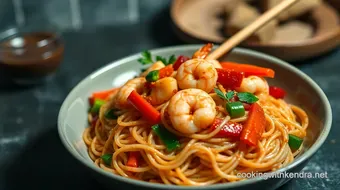 Spicy Shrimp Mei Fun Noodles: A Quick and Flavorful Weeknight Dinner recipe card