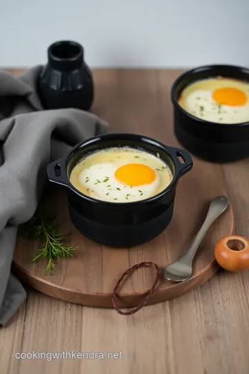 Oeufs en Cocotte: Creamy Baked Eggs Delight presentation