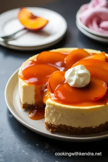 Peach Cobbler Cheesecake presentation