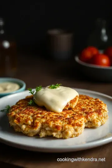 Cheesy Lump Crab Meat Cakes with Lemon Aioli presentation
