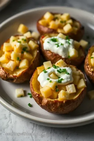 Cheesy Port Salut Baked Potatoes presentation