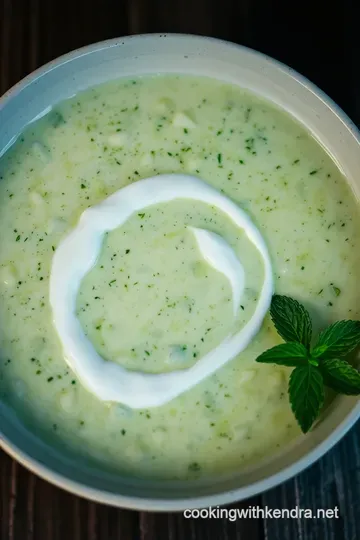 Chilled Cucumber & Mint Soup Salad presentation