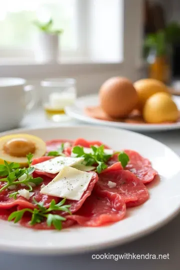 Classic Beef Carpaccio with Arugula and Parmesan steps