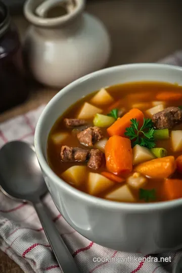 Comforting Beef Bouillon Soup presentation