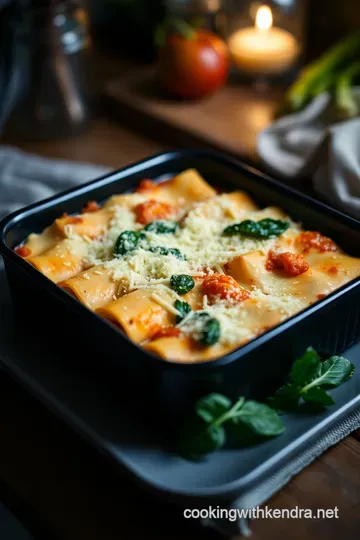 Creamy Chicken & Spinach Manicotti with Marinara Sauce presentation