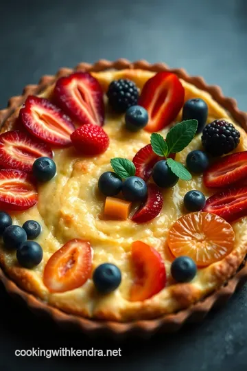 Decadent Frangipane Tart with Seasonal Fruits presentation