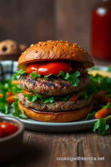 Delicious Veggie Burger with Spicy Ketchup presentation