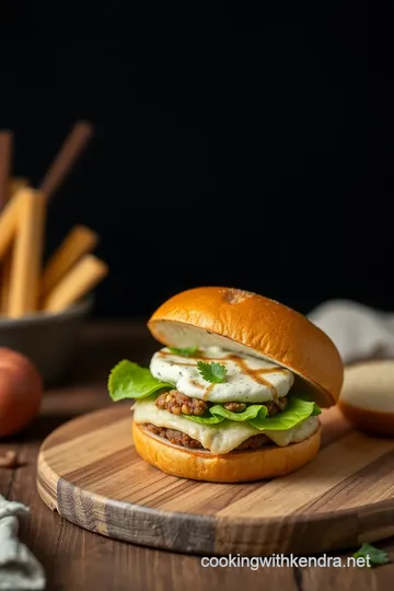 Grilled Blue Cheese Walnut Burger presentation