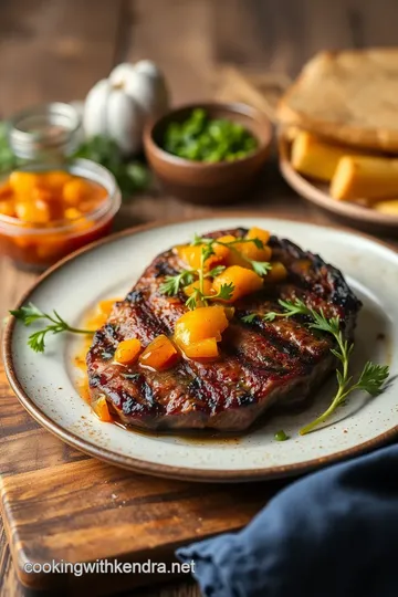 Grilled Ribeye with Zesty Black Bean Relish presentation