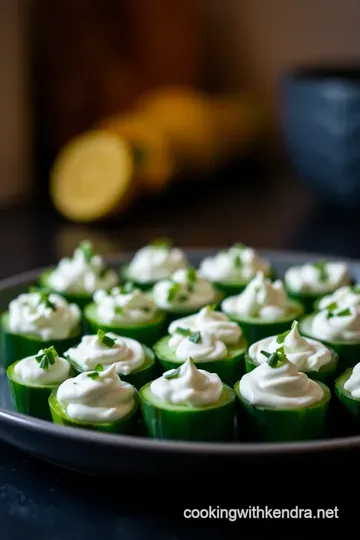 Mini Cucumber Bites with Herbed Cream Cheese presentation