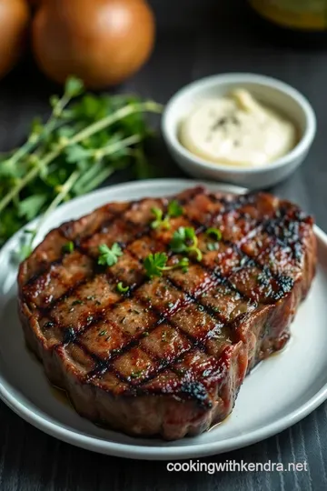 Perfectly Grilled Rib Eye Steak with Garlic Herb Butter presentation