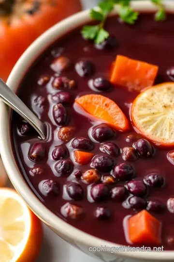 Purple Black Bean Soup presentation