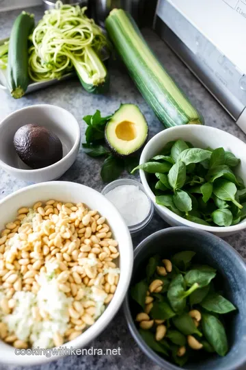 Raw Vegan Zucchini Noodles with Avocado Basil Pesto ingredients