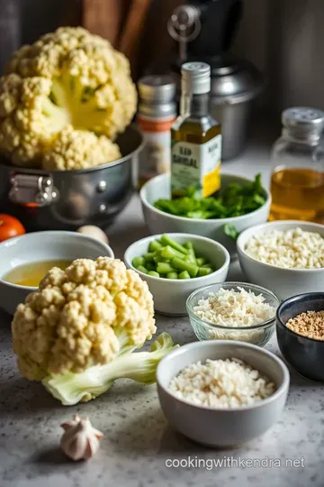 Roasted Romanesco Cauliflower with Garlic and Parmesan ingredients
